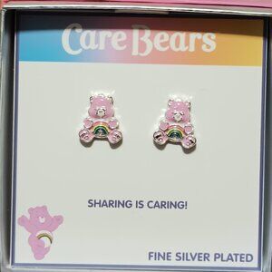 NWT ~  Crystal Stud Earrings Featuring Cheer Care Bear